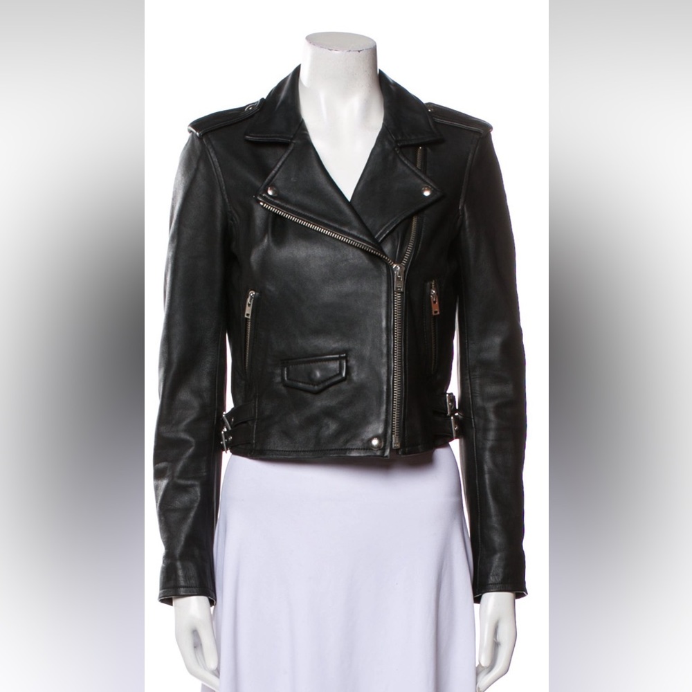 Black 100%Leather Biker Jacket IRO FR38